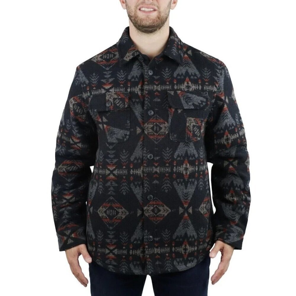 NEW Jachs New York Men's L Wool Blend Shirt Jacket Aztec Fleece Lined